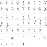Mapa de caracteres da fonte DK Monsieur Le Chat Font