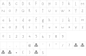 Mapa de caracteres da fonte DK Tobu Font