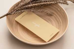DL flyer in bamboo bowl mockup