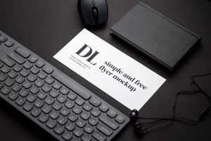 DL flyer on black background mockup