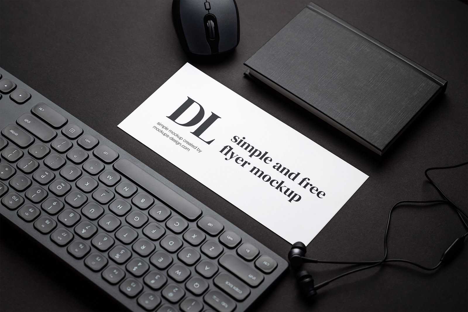 DL flyer on black background mockup