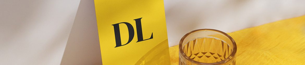 DL flyer on yellow fabric mockup