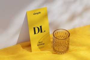 DL flyer on yellow fabric mockup
