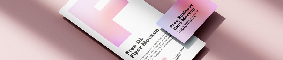 DL flyer with business card mockup