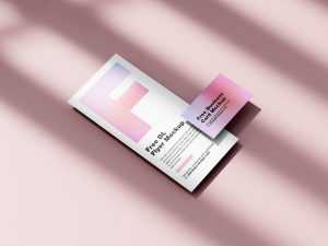 DL flyer with business card mockup