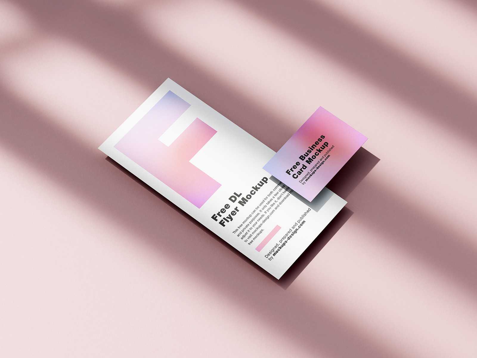 DL flyer with business card mockup