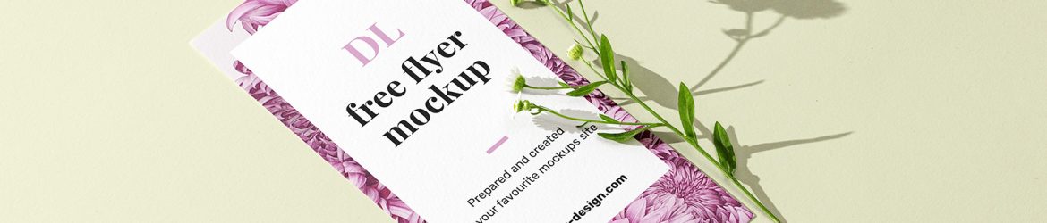DL flyer with flower mockup