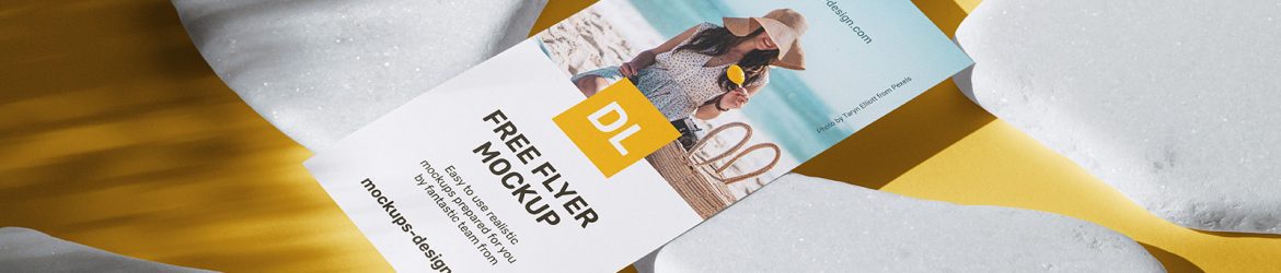 DL flyer with white stones mockup DL flyer with white stones mockup