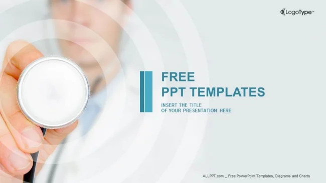 Doctor hand with stethoscope PowerPoint Templates