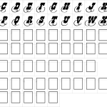 Mapa de caracteres da fonte Dodge City Initials Font