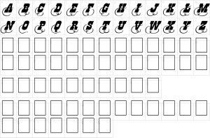 Mapa de caracteres da fonte Dodge City Initials Font