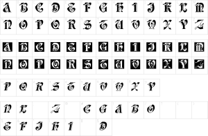 Mapa de caracteres da fonte Dolby Frax Caps Font