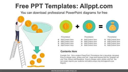 Dollar Coins Funnel PowerPoint Diagram