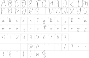 Mapa de caracteres da fonte Donkey Font