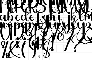 Mapa de caracteres da fonte Doodle Alphabet Font