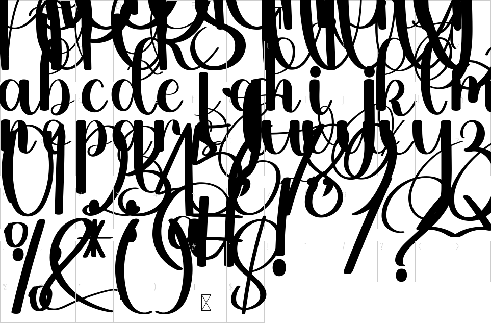 Mapa de caracteres da fonte Doodle Alphabet Font