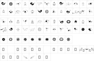 Mapa de caracteres da fonte Doodle Dings 1 Birds Cages Font