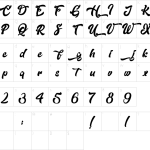Mapa de caracteres da fonte Dopestyle Font