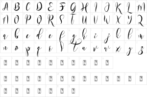 Mapa de caracteres da fonte Dorothy Spring Font