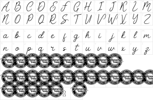 Mapa de caracteres da fonte Dorrington Font