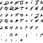 Mapa de caracteres da fonte Dot Zero Font
