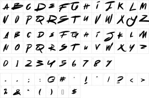 Mapa de caracteres da fonte Dot Zero Font
