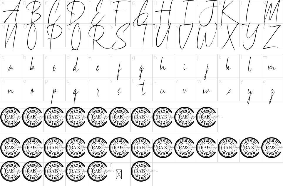 Mapa de caracteres da fonte Dothan Font