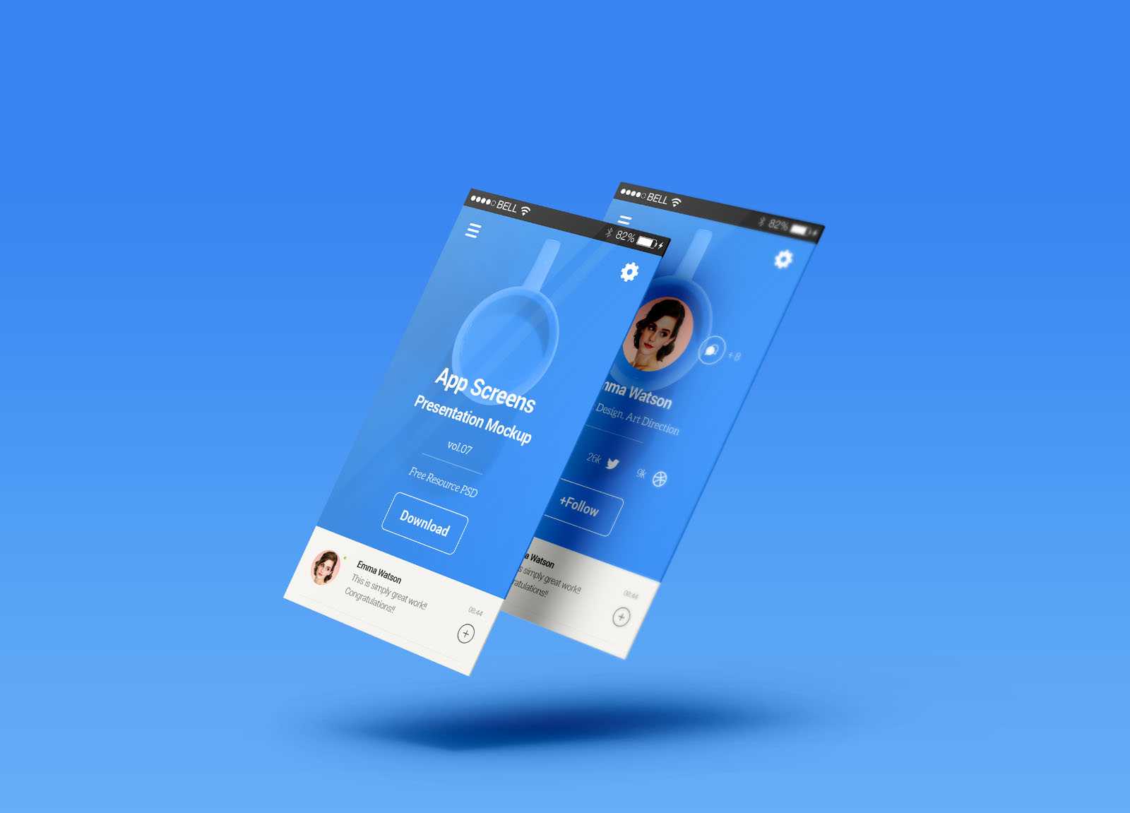 Double Perspective App Screen Mockups (PSD)