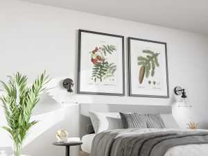 Double poster in bedroom mockup - Instant Download