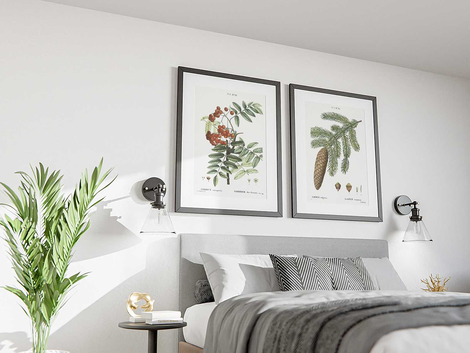 Double poster in bedroom mockup - Instant Download