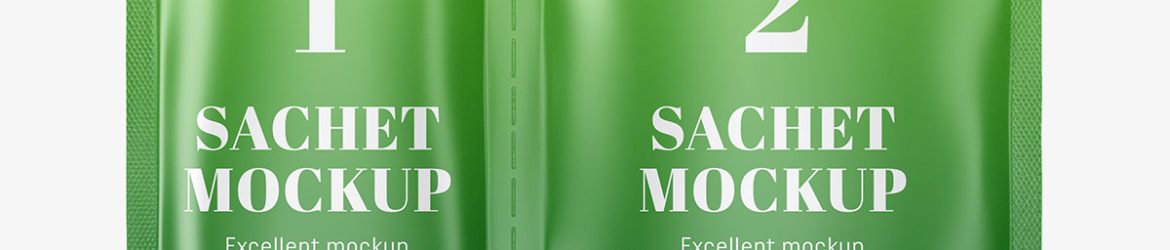 Double sachet mockup / glossy