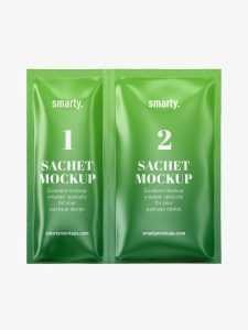 Double sachet mockup / glossy