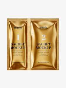Double sachet mockup / metallic