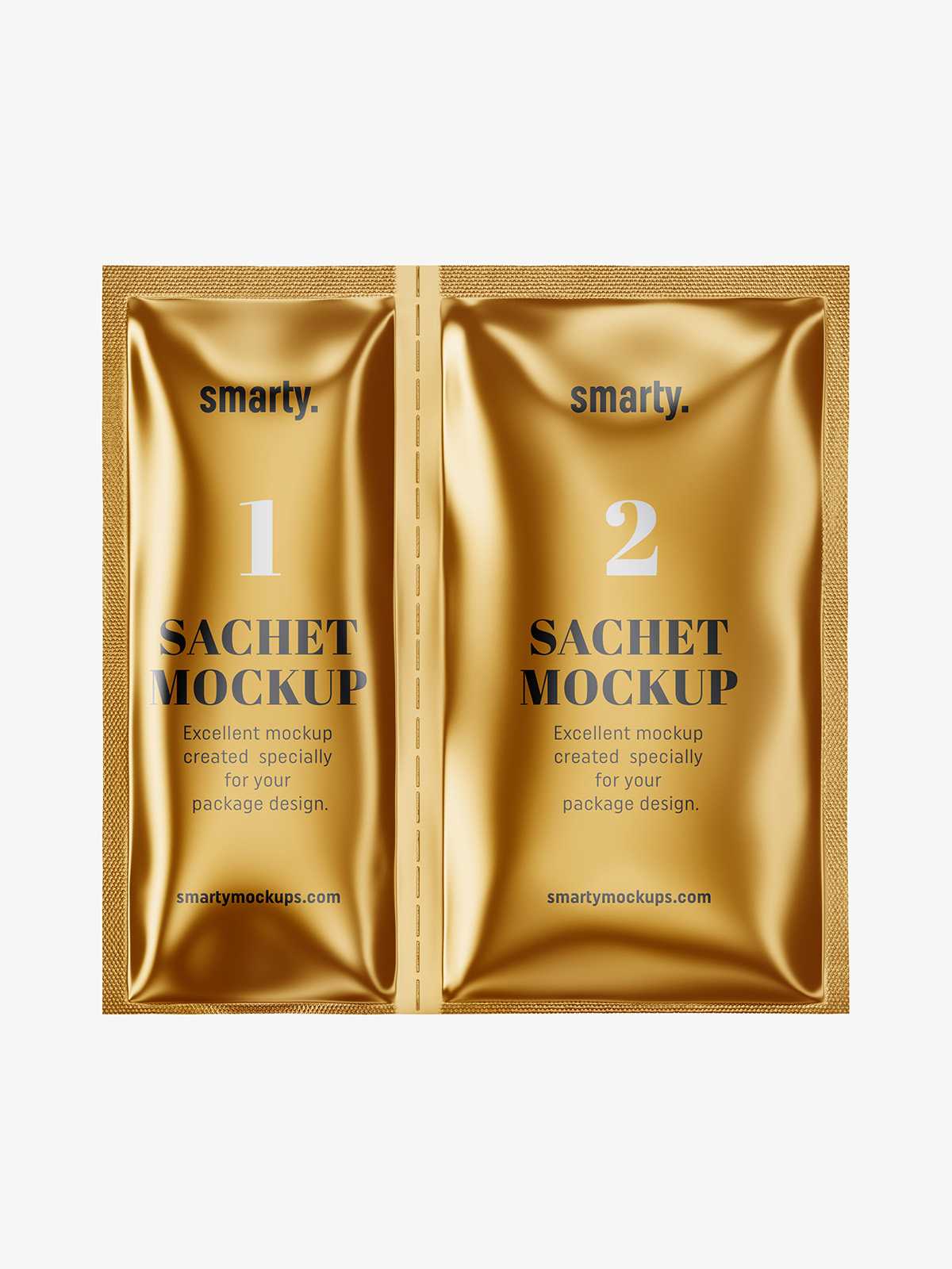 Double sachet mockup / metallic