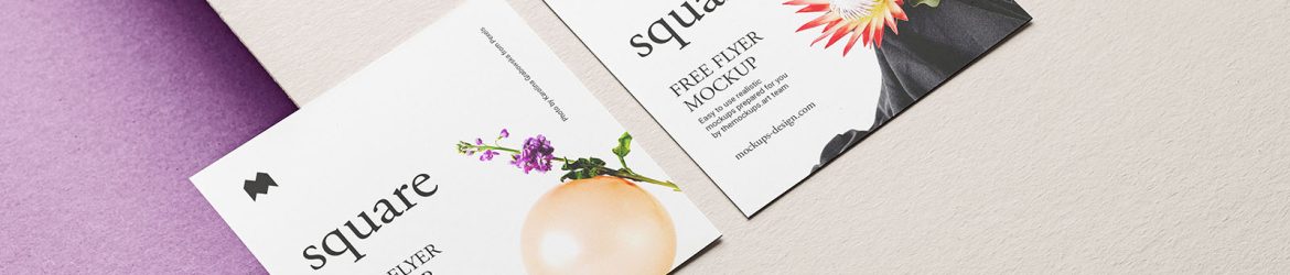 Double square flyer with some paper planes mockup