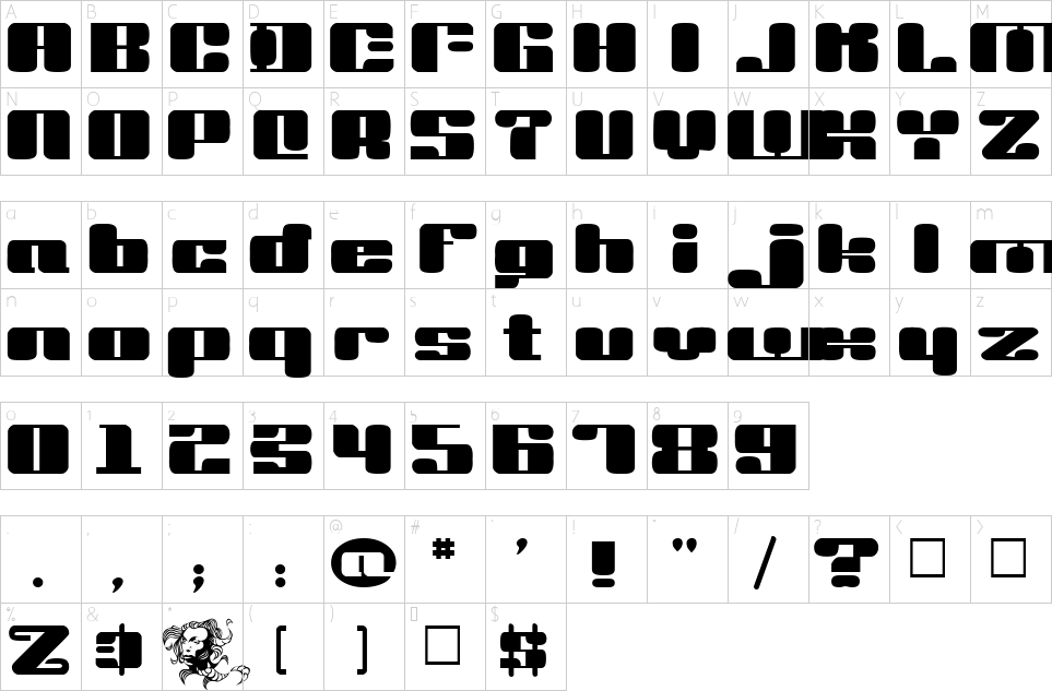Mapa de caracteres da fonte Dr.Vinyl Font