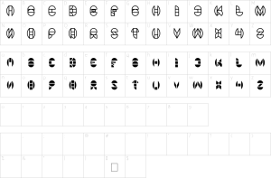 Mapa de caracteres da fonte Dragon Fly Font