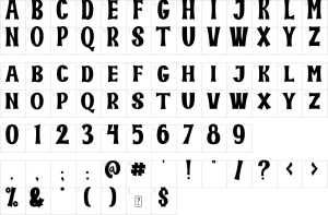 Mapa de caracteres da fonte Dragon Kids Font