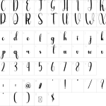 Mapa de caracteres da fonte Dragonfly Font