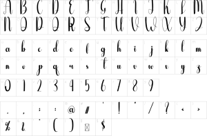 Mapa de caracteres da fonte Dragonfly Font