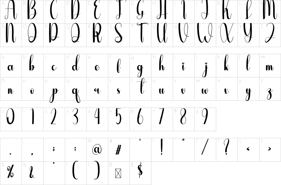 Mapa de caracteres da fonte Dragonfly Font