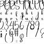Mapa de caracteres da fonte Dragonfly Font