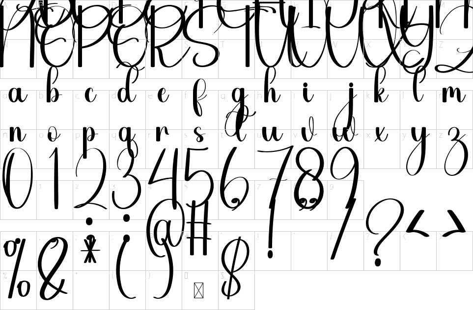 Mapa de caracteres da fonte Dragonfly Font
