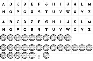 Mapa de caracteres da fonte Dragraces Font