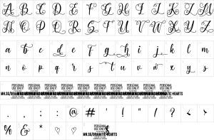Mapa de caracteres da fonte Dramatic Hearts Font