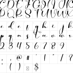 Mapa de caracteres da fonte Drawing Font