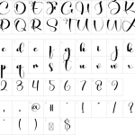 Mapa de caracteres da fonte Drawing Font