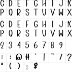 Mapa de caracteres da fonte Drawing Sandwich Font