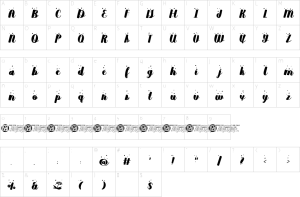 Mapa de caracteres da fonte Dream Showers Font