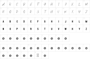 Mapa de caracteres da fonte Dreamy Lanie Font